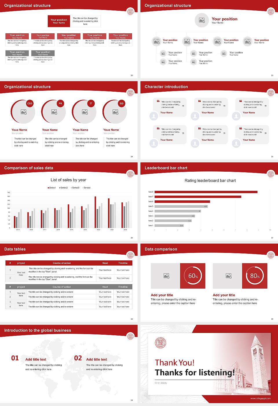 Cornell University Academic Presentation/Research Findings Report PPT Template16:9 ratio PPT effect preview image4