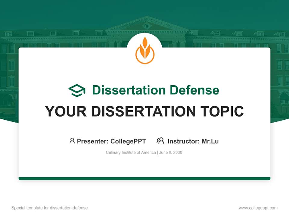 Culinary Institute of America Graduation Thesis Defense PPT Template4:3 ratio PPT effect preview image7