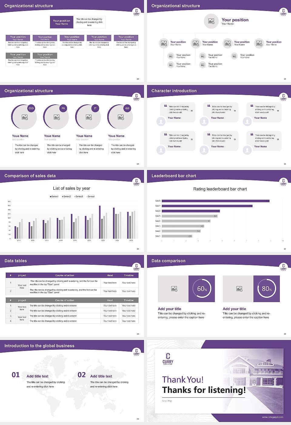 Curry College Academic Presentation/Research Findings Report PPT Template16:9 ratio PPT effect preview image4