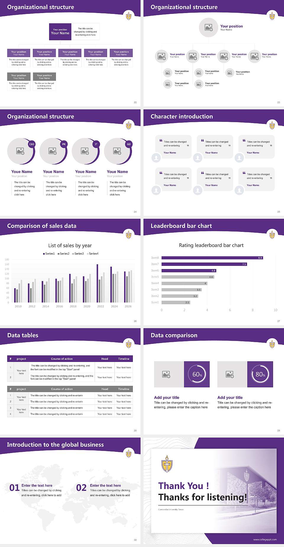 Concordia University Texas Academic Presentation/Research Findings Report PPT Template4:3 ratio PPT effect preview image4