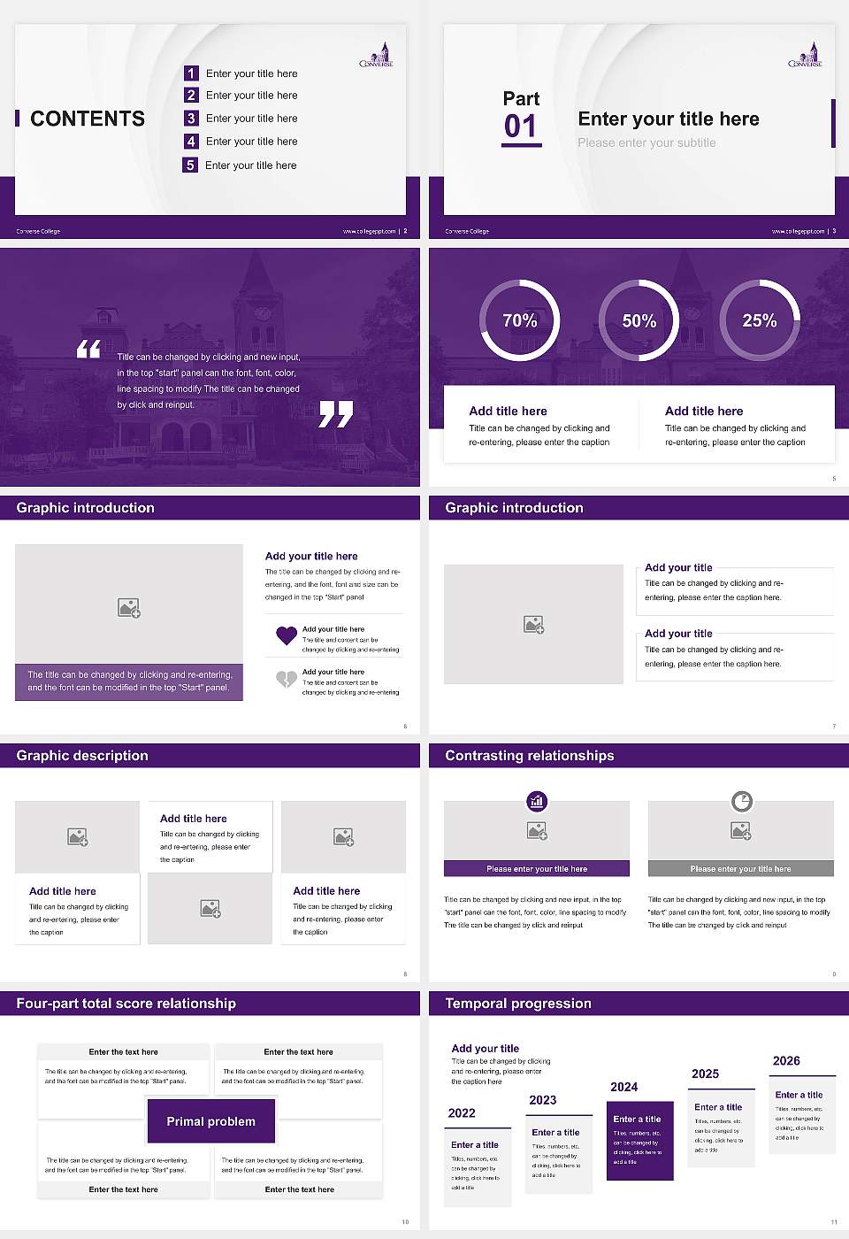 Converse College Thesis Proposal/Graduation Defense PPT Template16:9 ratio PPT effect preview image2