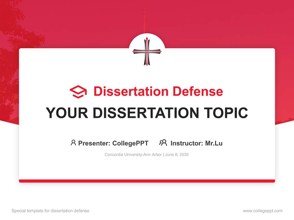 Concordia University-Ann Arbor Graduation Thesis Defense PPT Template4:3 ratio PPT effect preview image7