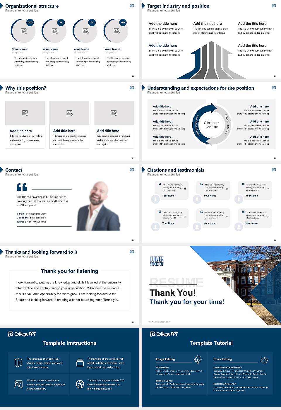 Culver-Stockton College Resume PPT Template16:9 ratio PPT effect preview image4