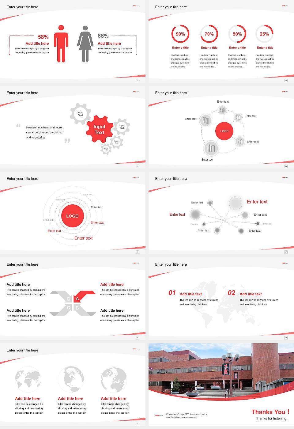 Cuny York College Course/Courseware Creation PPT Template16:9 ratio PPT effect preview image4