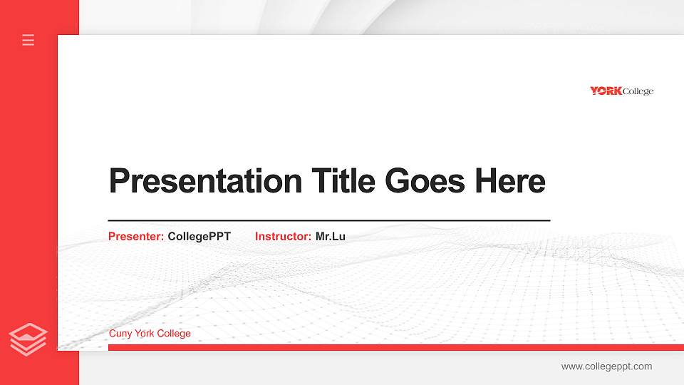 Cuny York College Thesis Proposal/Graduation Defense PPT Template16:9 ratio PPT effect preview image