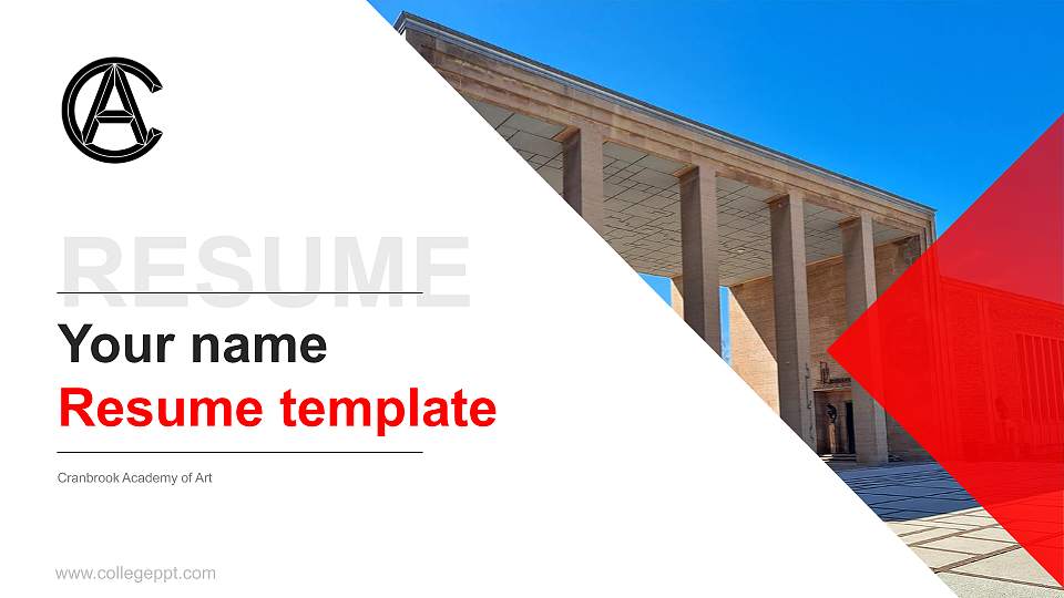Cranbrook Academy of Art Resume PPT Template16:9 ratio PPT effect preview image