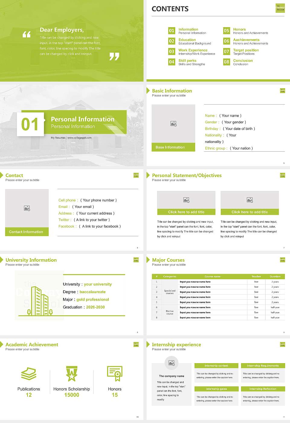 Conway School of Landscape Design Resume PPT Template16:9 ratio PPT effect preview image2