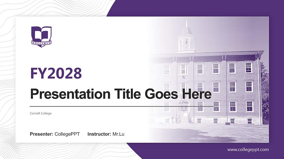 Cornell College Academic Presentation/Research Findings Report PPT Template16:9 ratio PPT effect preview image