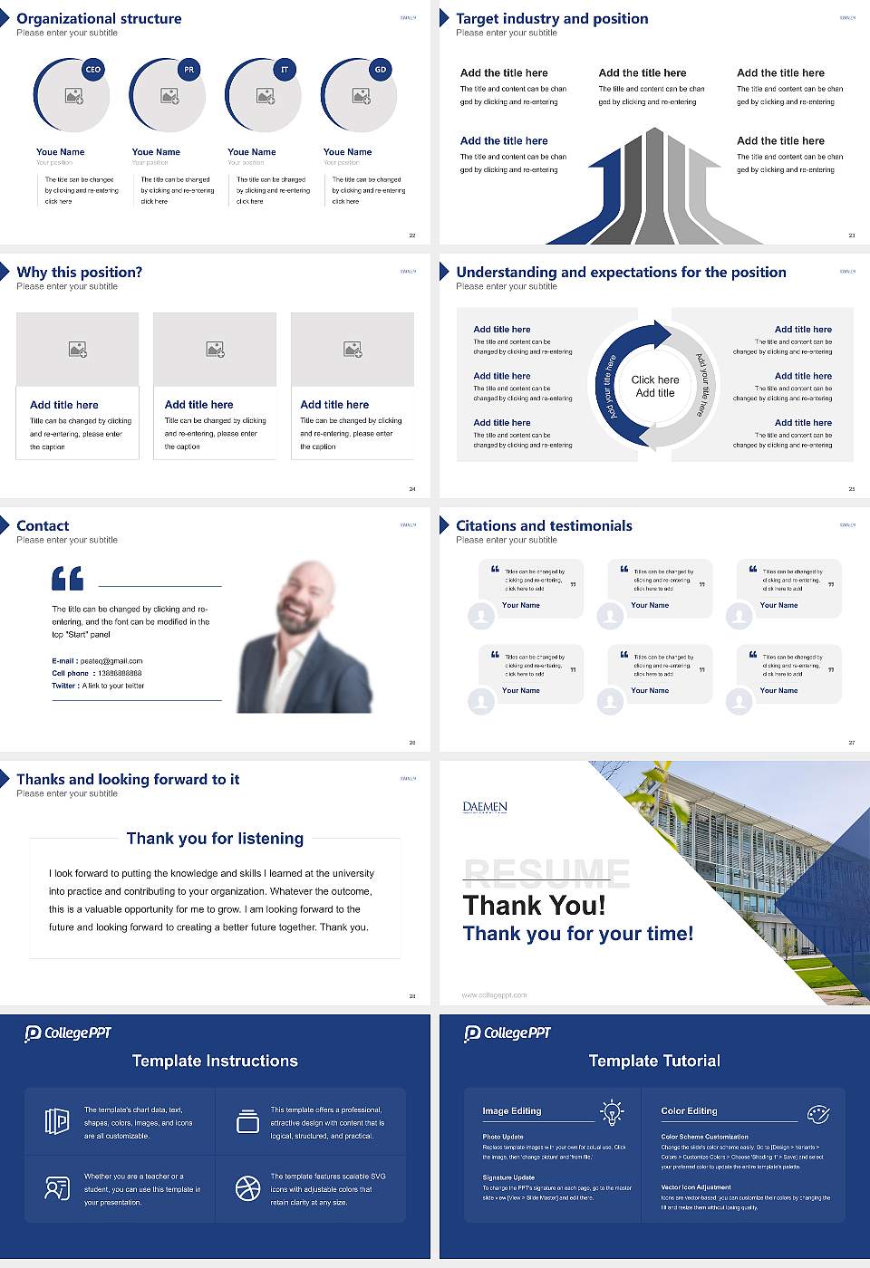 Daemen University Resume PPT Template16:9 ratio PPT effect preview image4