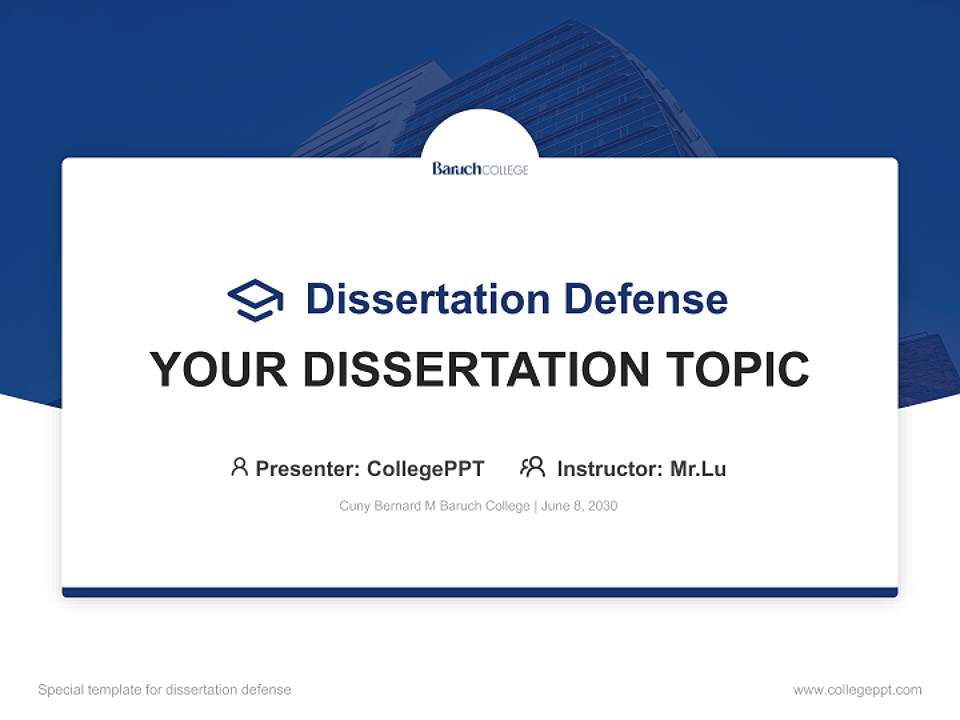 Cuny Bernard M Baruch College Graduation Thesis Defense PPT Template4:3 ratio PPT effect preview image7