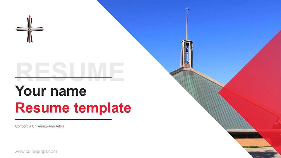 Concordia University-Ann Arbor Resume PPT Template16:9 ratio PPT effect preview image