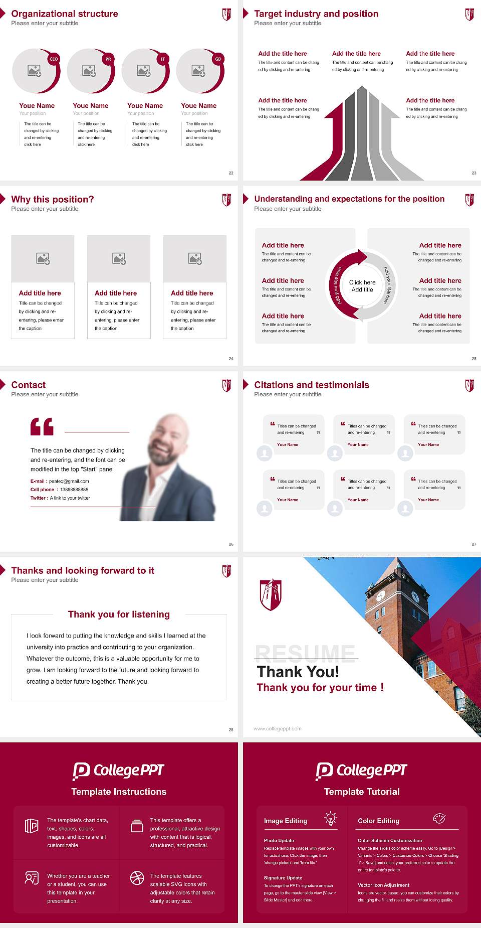 Cumberland University Resume PPT Template4:3 ratio PPT effect preview image4