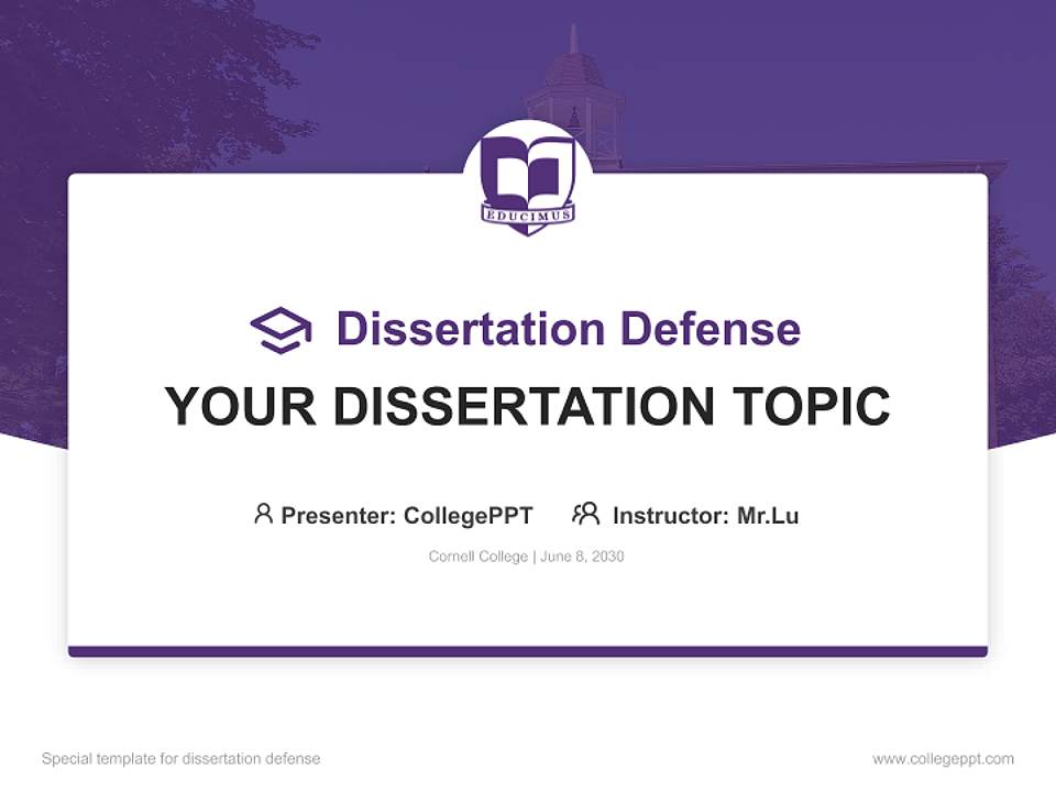 Cornell College Graduation Thesis Defense PPT Template4:3 ratio PPT effect preview image7