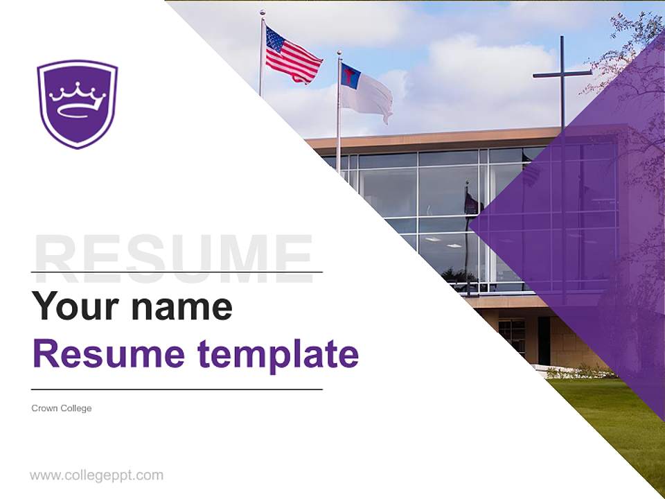 Crown College Resume PPT Template4:3 ratio PPT effect preview image5