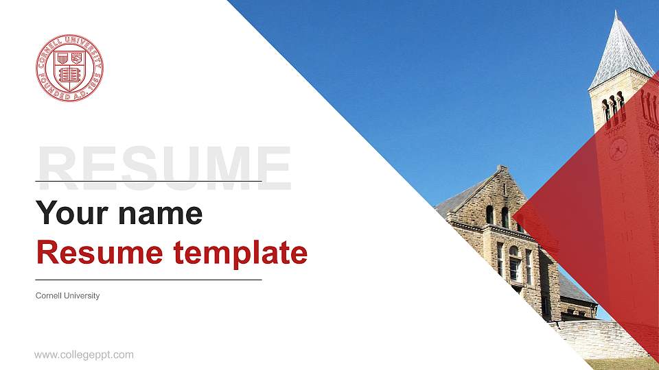 Cornell University Resume PPT Template16:9 ratio PPT effect preview image