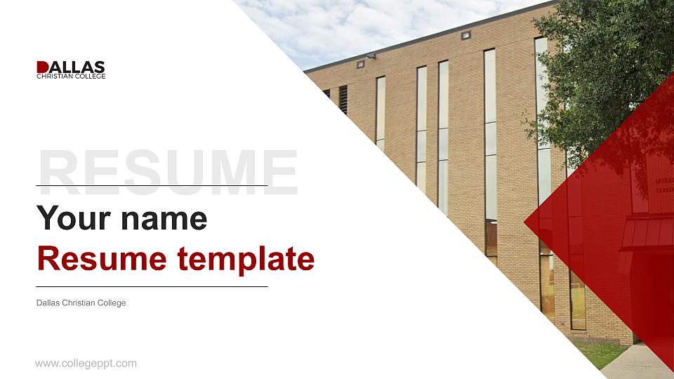 Dallas Christian College Resume PPT Template16:9 ratio PPT effect preview image