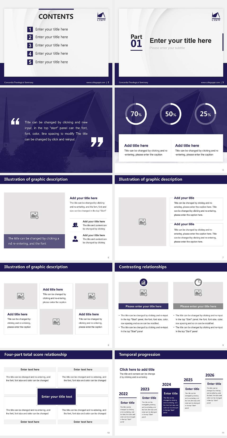 Concordia Theological Seminary Thesis Proposal/Graduation Defense PPT Template4:3 ratio PPT effect preview image2