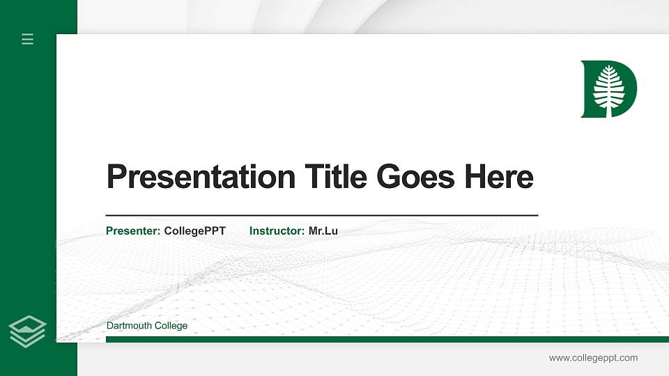 Dartmouth College Thesis Proposal/Graduation Defense PPT Template16:9 ratio PPT effect preview image