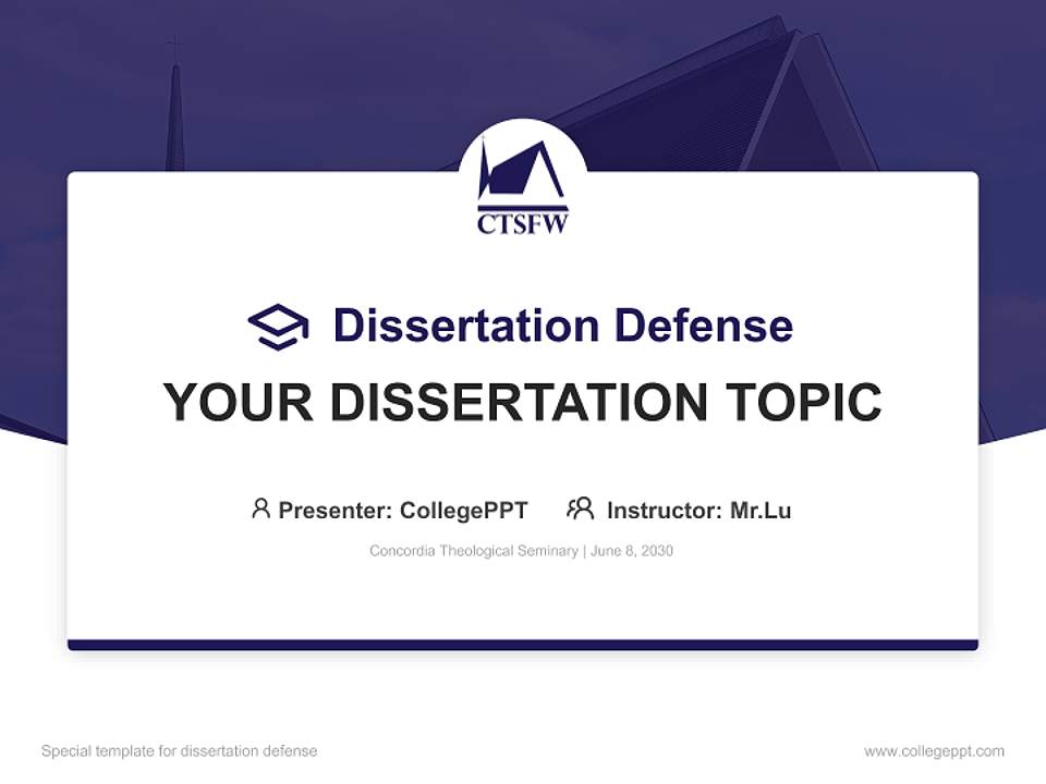 Concordia Theological Seminary Graduation Thesis Defense PPT Template4:3 ratio PPT effect preview image7