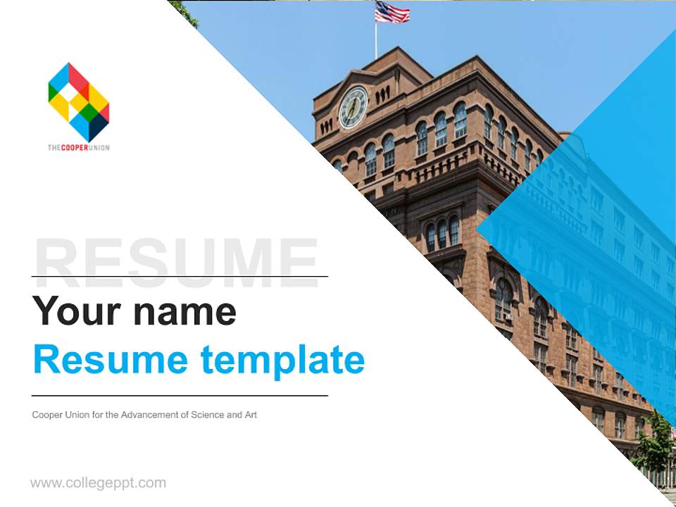 Cooper Union for the Advancement of Science and Art Resume PPT Template4:3 ratio PPT effect preview image5