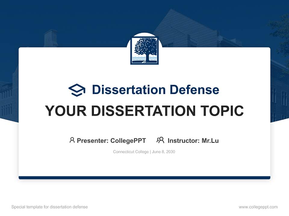 Connecticut College Graduation Thesis Defense PPT Template4:3 ratio PPT effect preview image7