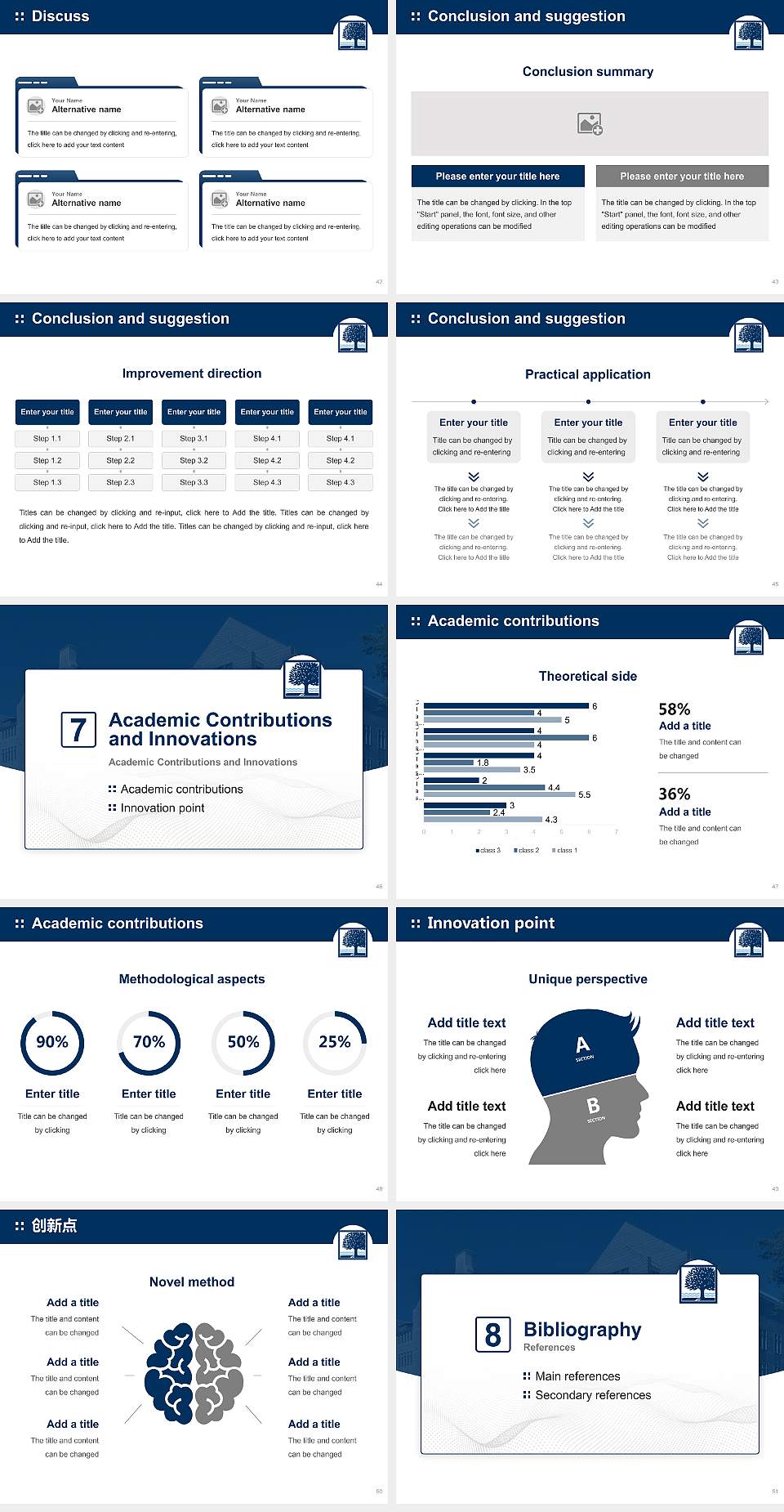 Connecticut College Graduation Thesis Defense PPT Template4:3 ratio PPT effect preview image6
