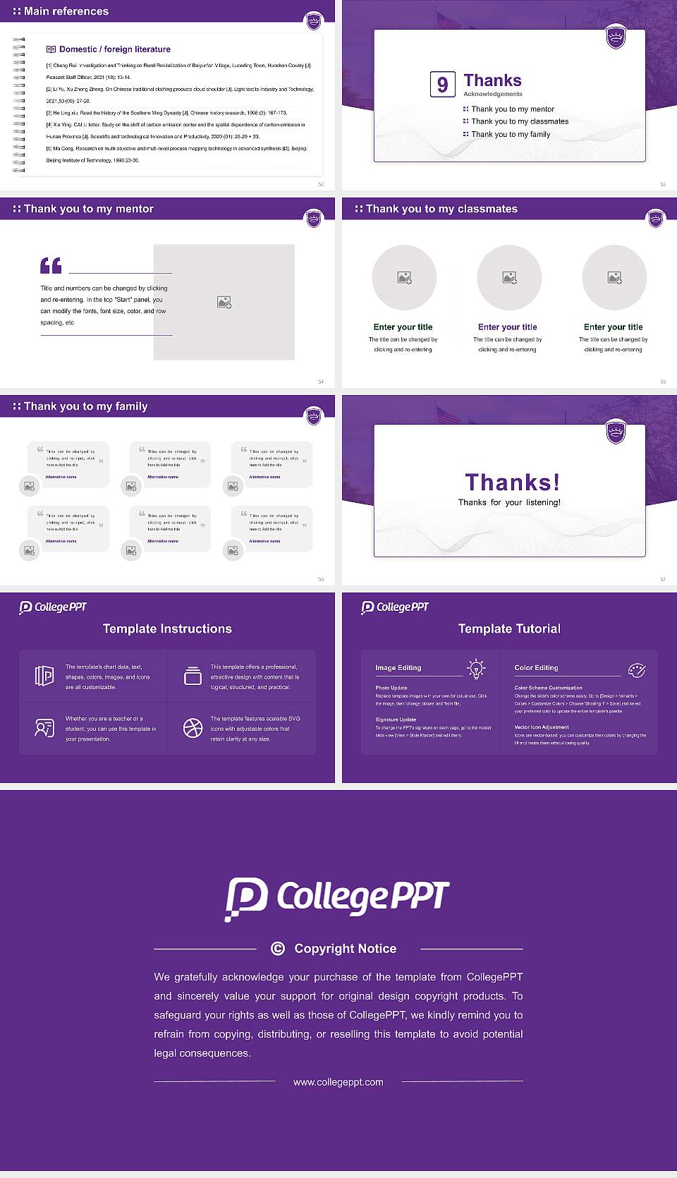 Crown College Graduation Thesis Defense PPT Template16:9 ratio PPT effect preview image7