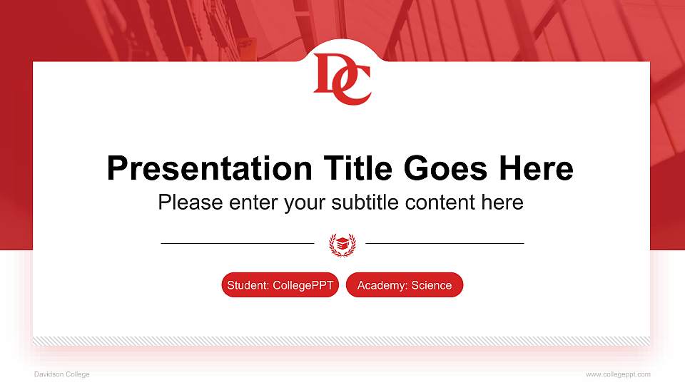 Davidson College National Scholarship Defense PPT Template16:9 ratio PPT effect preview image