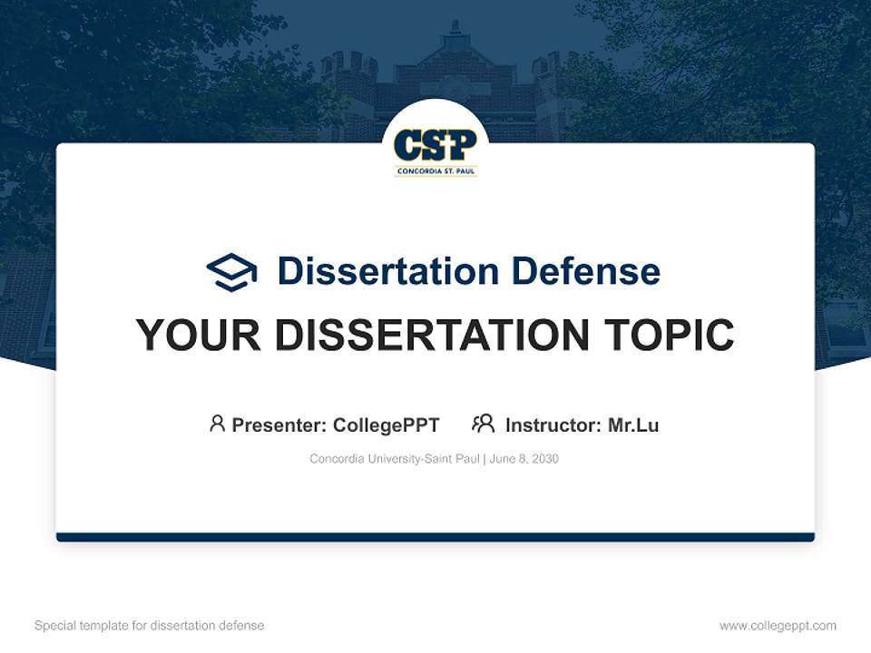 Concordia University-Saint Paul Graduation Thesis Defense PPT Template4:3 ratio PPT effect preview image7