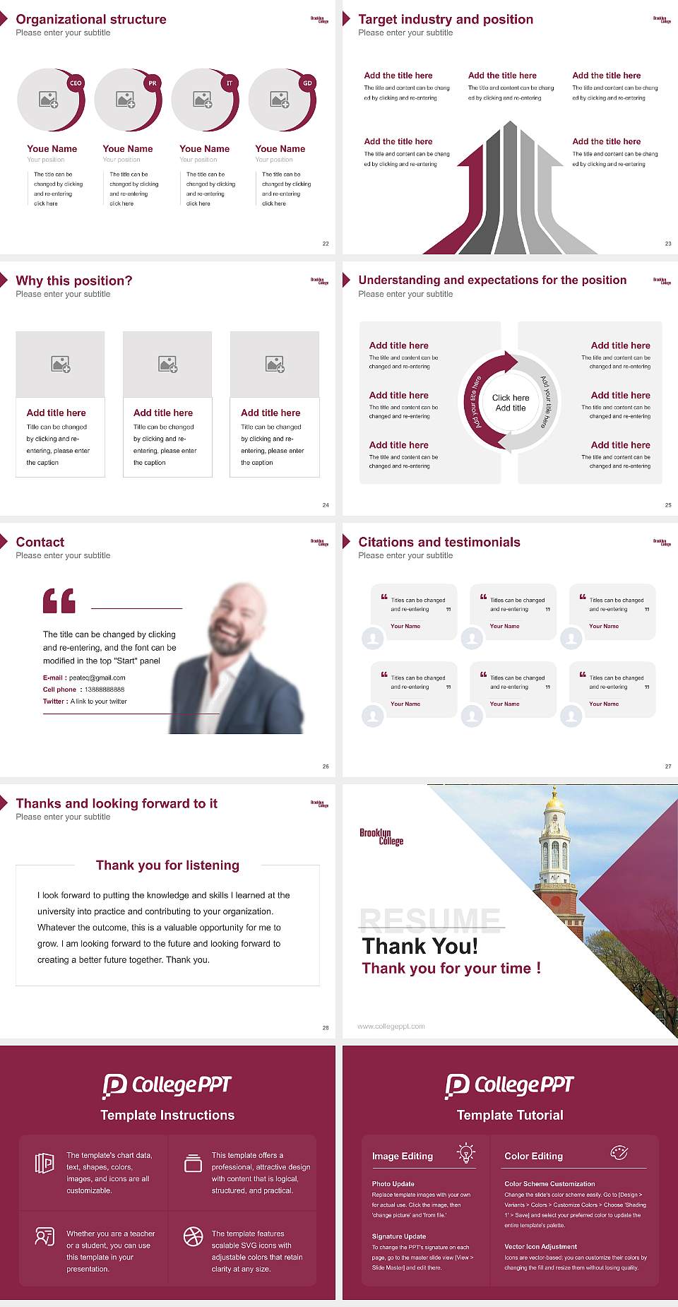 Brooklyn College Resume PPT Template4:3 ratio PPT effect preview image4