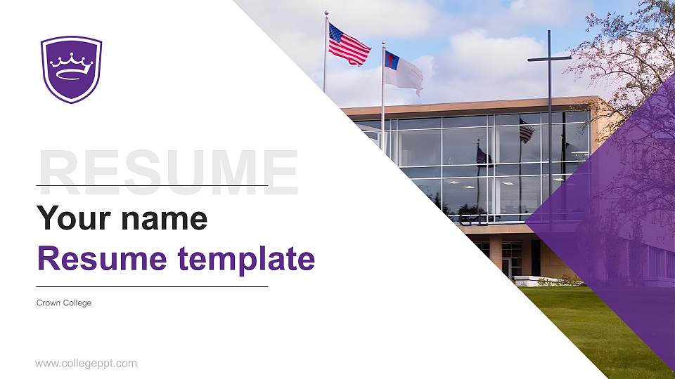 Crown College Resume PPT Template16:9 ratio PPT effect preview image