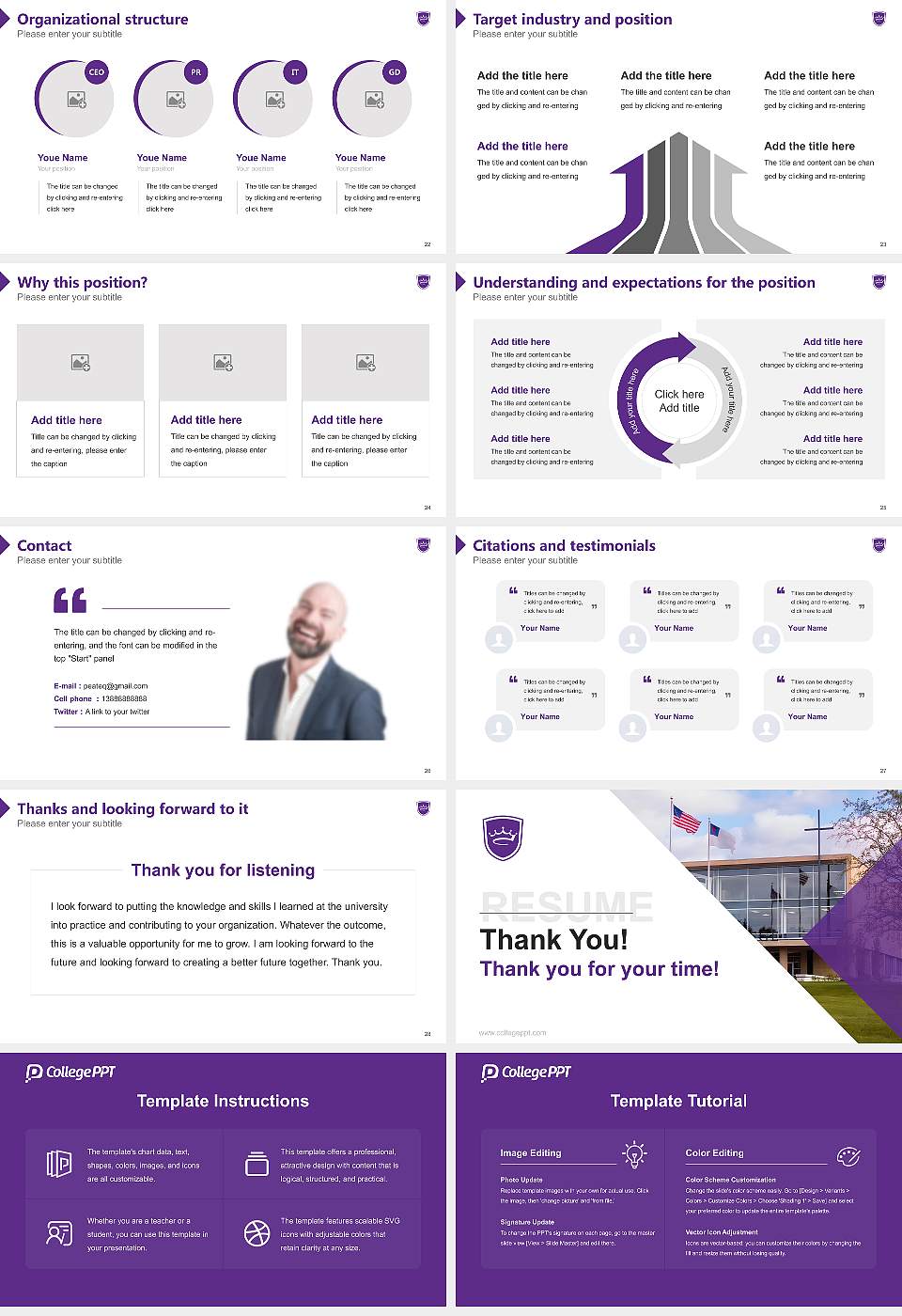 Crown College Resume PPT Template16:9 ratio PPT effect preview image4