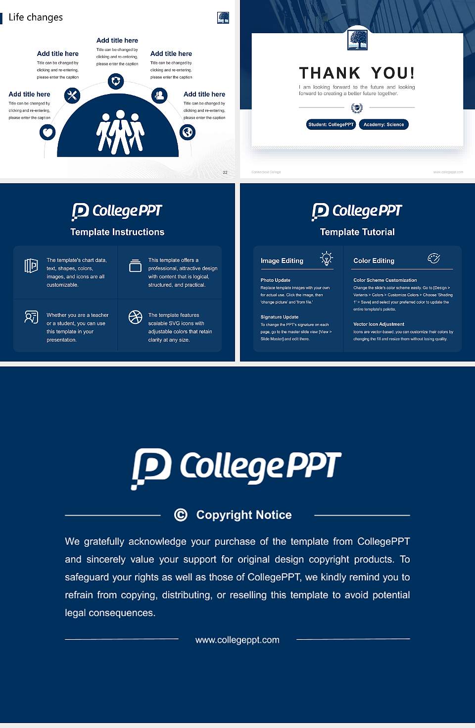 Connecticut College National Scholarship Defense PPT Template4:3 ratio PPT effect preview image4