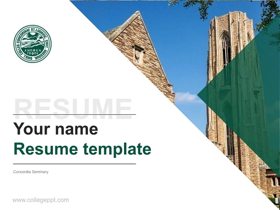 Concordia Seminary Resume PPT Template4:3 ratio PPT effect preview image5