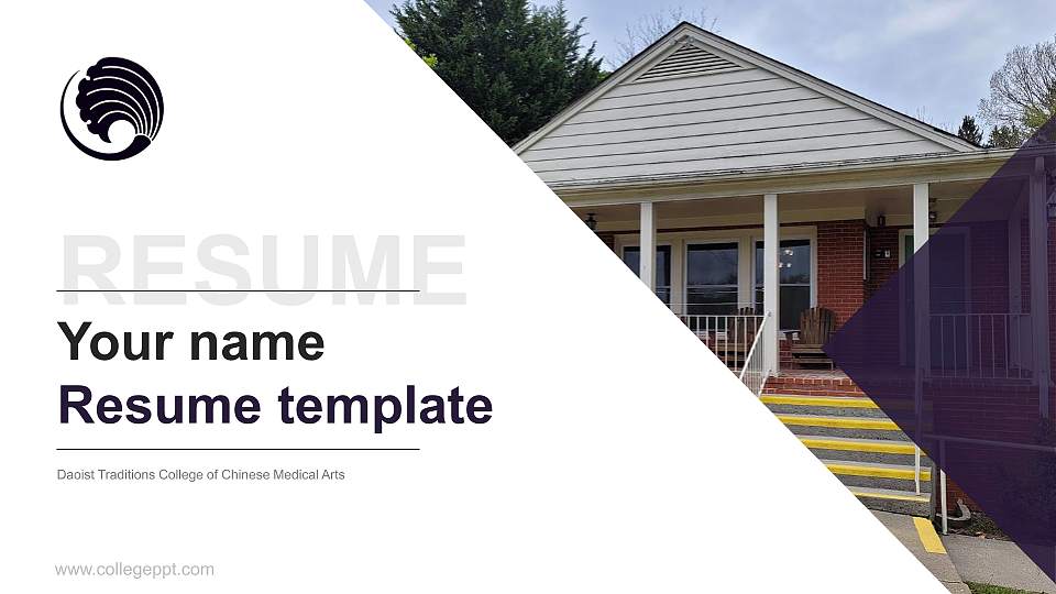 Daoist Traditions College of Chinese Medical Arts Resume PPT Template16:9 ratio PPT effect preview image