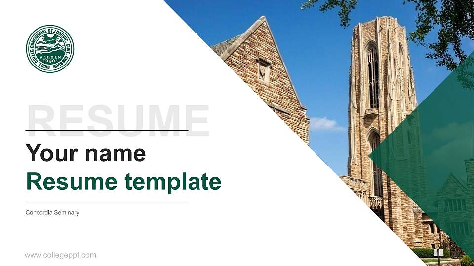 Concordia Seminary Resume PPT Template16:9 ratio PPT effect preview image