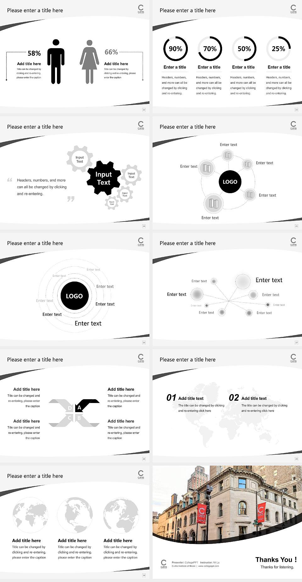 Curtis Institute of Music Course/Courseware Creation PPT Template4:3 ratio PPT effect preview image4