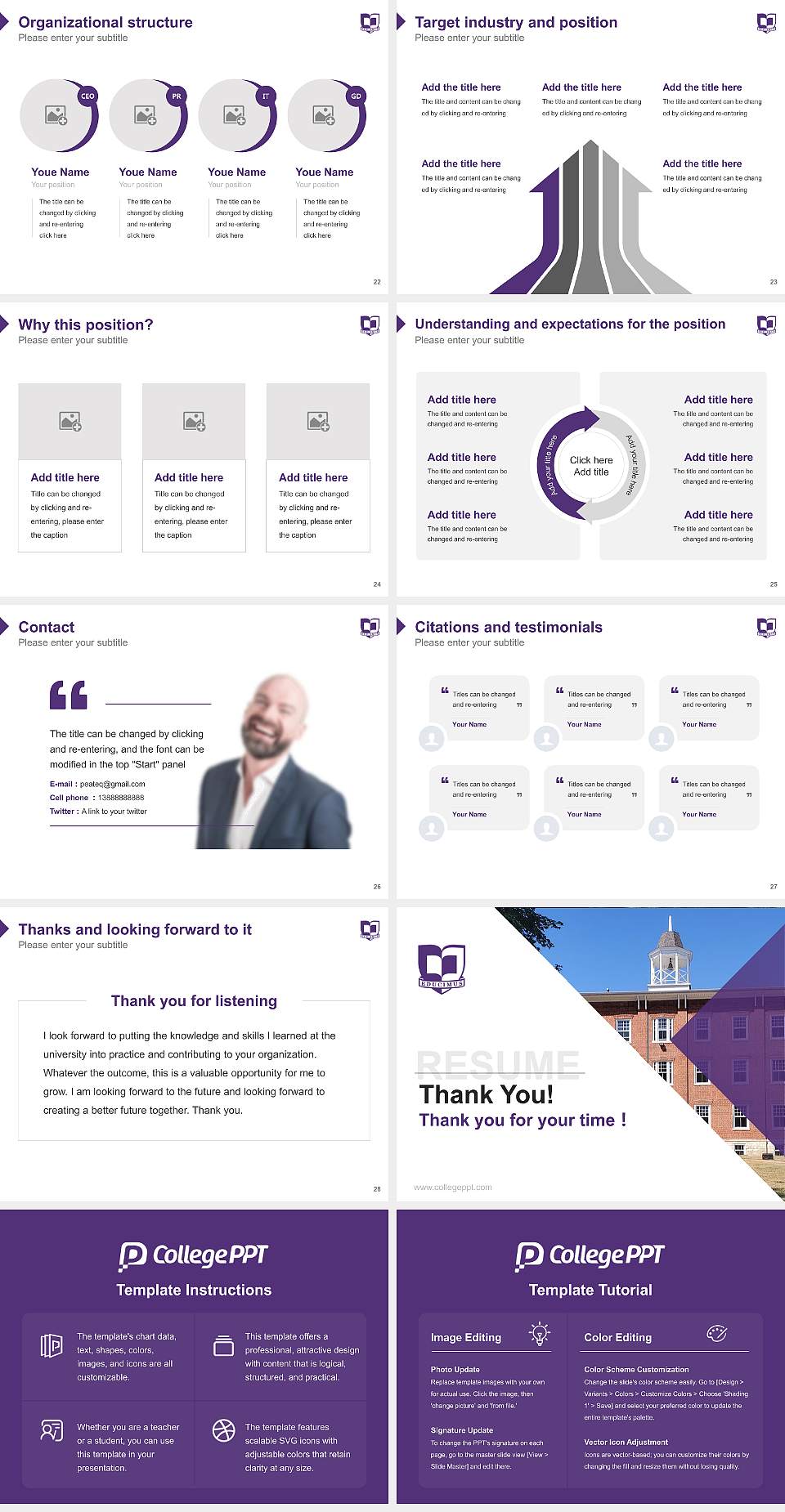 Cornell College Resume PPT Template4:3 ratio PPT effect preview image4