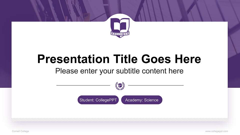 Cornell College National Scholarship Defense PPT Template16:9 ratio PPT effect preview image