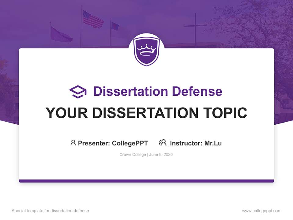 Crown College Graduation Thesis Defense PPT Template4:3 ratio PPT effect preview image7