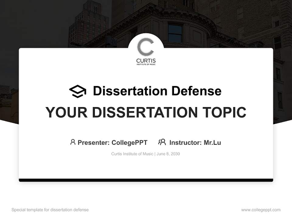 Curtis Institute of Music Graduation Thesis Defense PPT Template4:3 ratio PPT effect preview image7