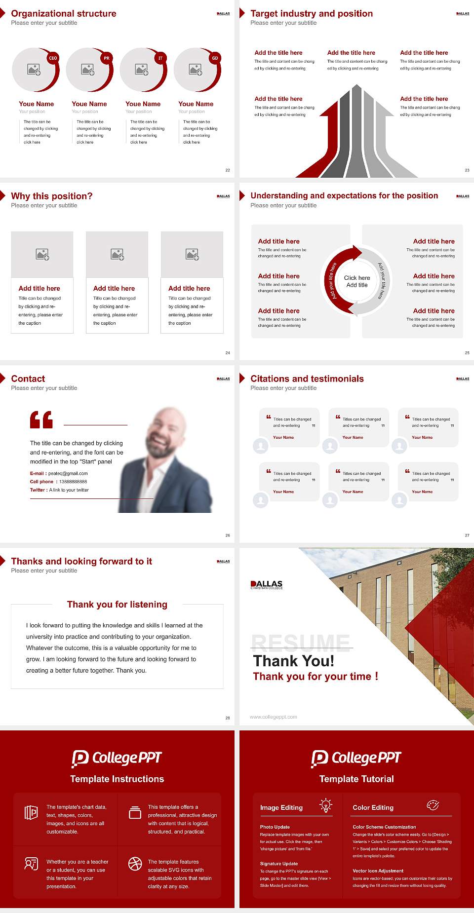 Dallas Christian College Resume PPT Template4:3 ratio PPT effect preview image4