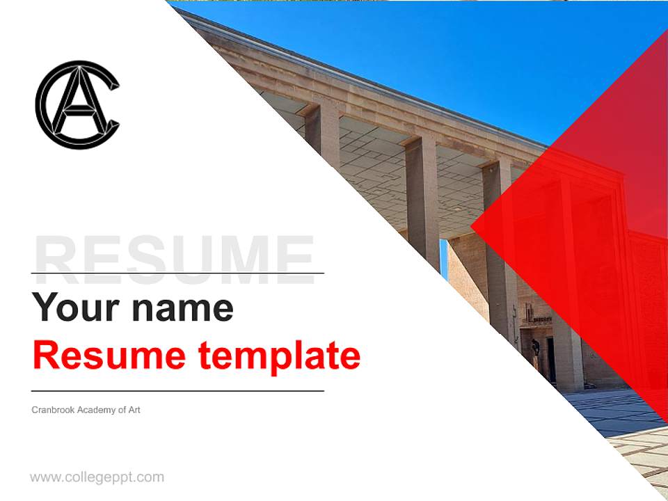 Cranbrook Academy of Art Resume PPT Template4:3 ratio PPT effect preview image5