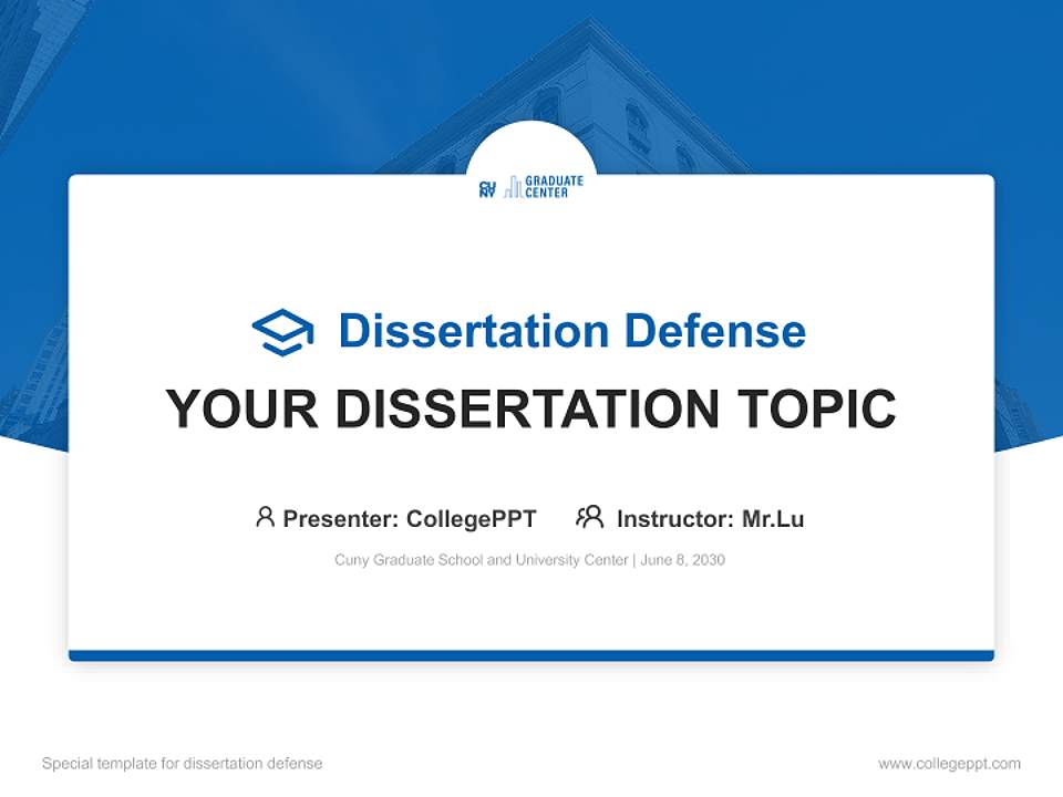 Cuny Graduate School and University Center Graduation Thesis Defense PPT Template4:3 ratio PPT effect preview image7