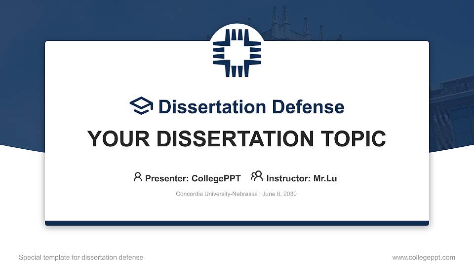 Concordia University-Nebraska Graduation Thesis Defense PPT Template16:9 ratio PPT effect preview image