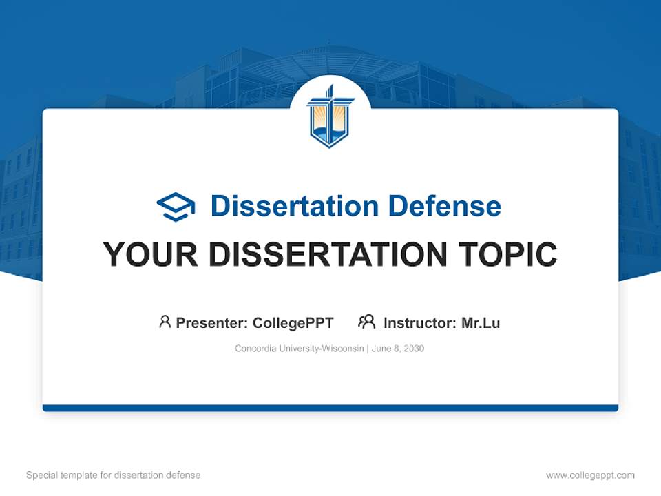 Concordia University-Wisconsin Graduation Thesis Defense PPT Template4:3 ratio PPT effect preview image7