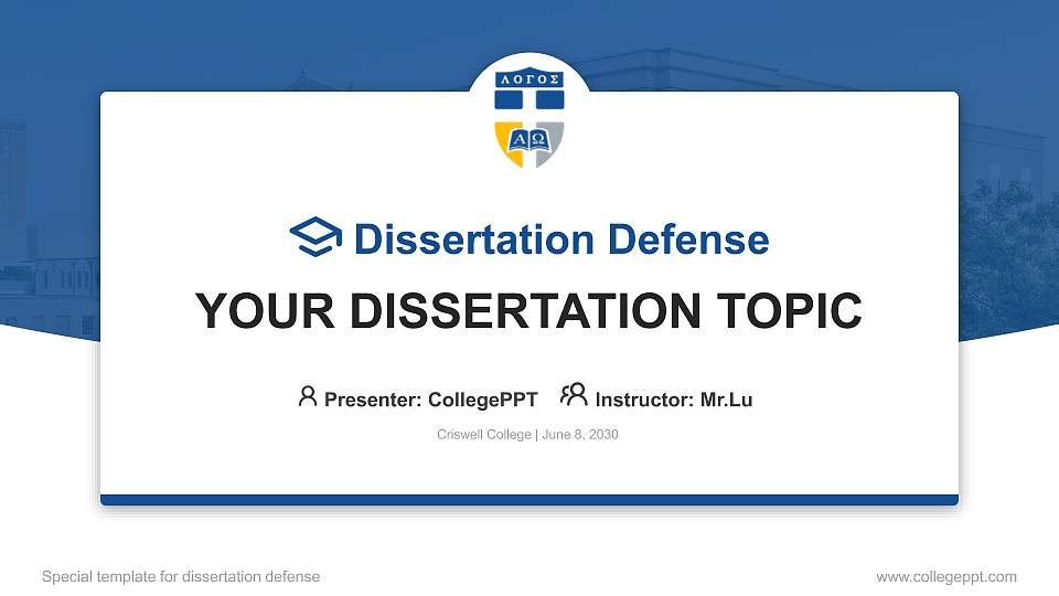 Criswell College Graduation Thesis Defense PPT Template16:9 ratio PPT effect preview image