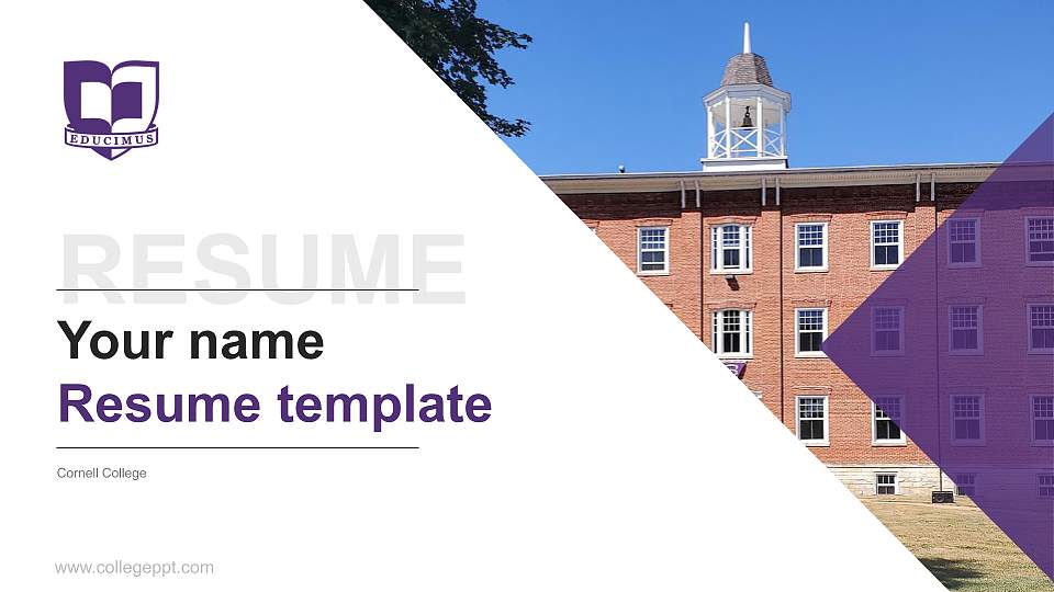 Cornell College Resume PPT Template16:9 ratio PPT effect preview image