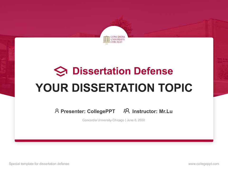 Concordia University-Chicago Graduation Thesis Defense PPT Template4:3 ratio PPT effect preview image7