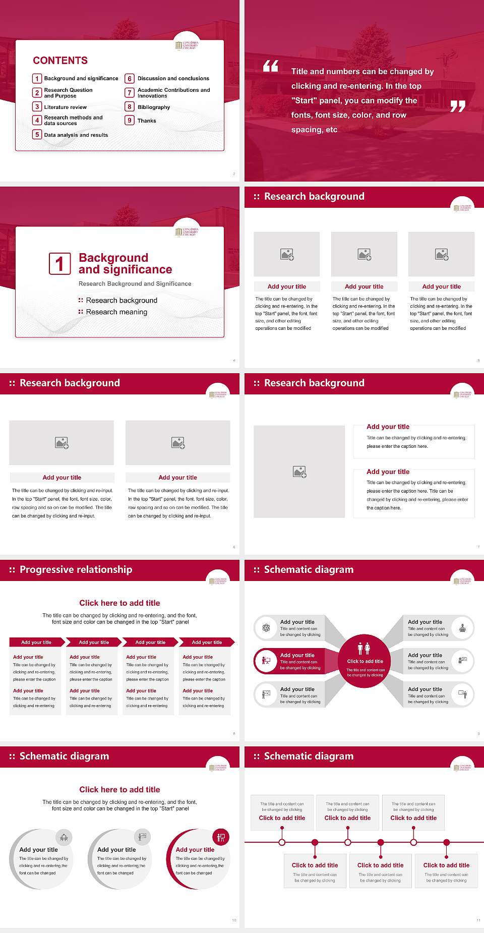 Concordia University-Chicago Graduation Thesis Defense PPT Template4:3 ratio PPT effect preview image2